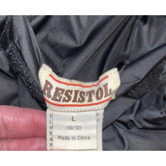 Resistol Western Youth Boys Large Puffer Vest Sz Large Down Black Gray Recersibe - Picture 7 of 7
